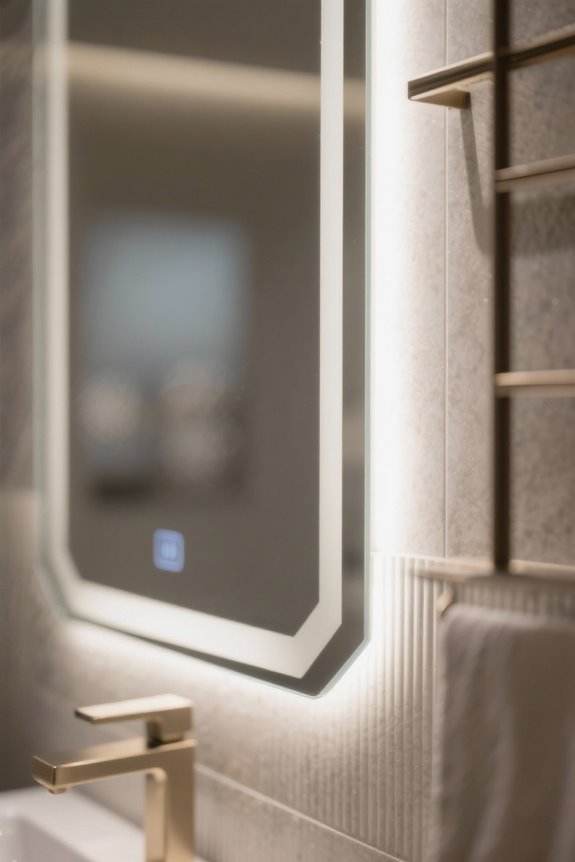 backlit mirrors enhance ambiance