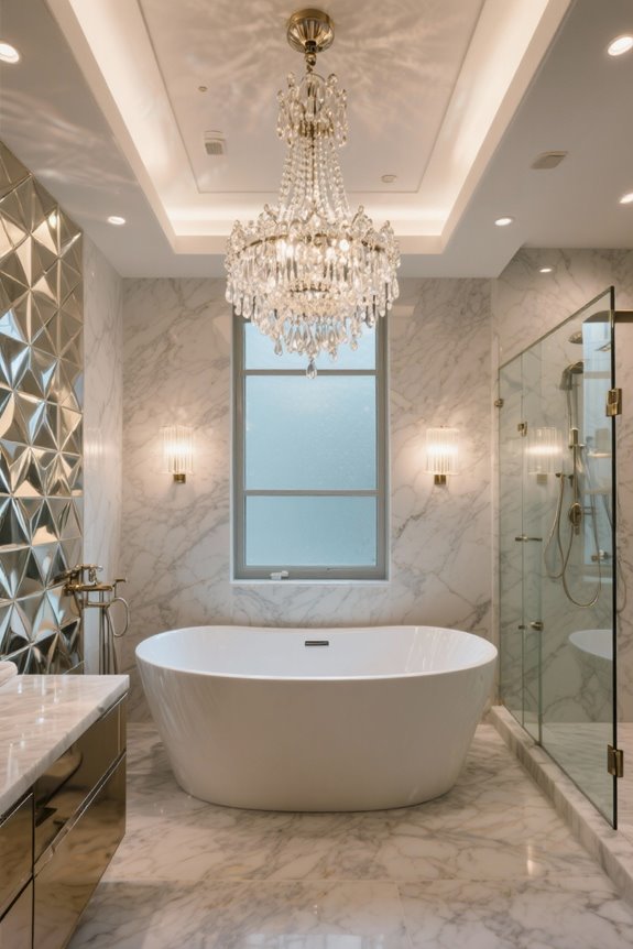 chandelier enhances bathroom elegance