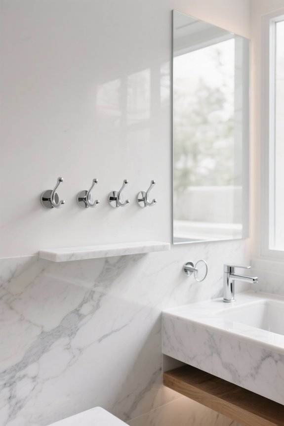 decorative hooks and ledges placement