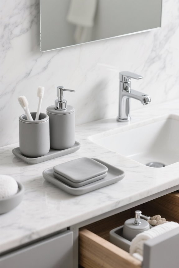 elevate bathroom with gray accessories
