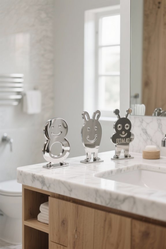 fun bathroom metal signs
