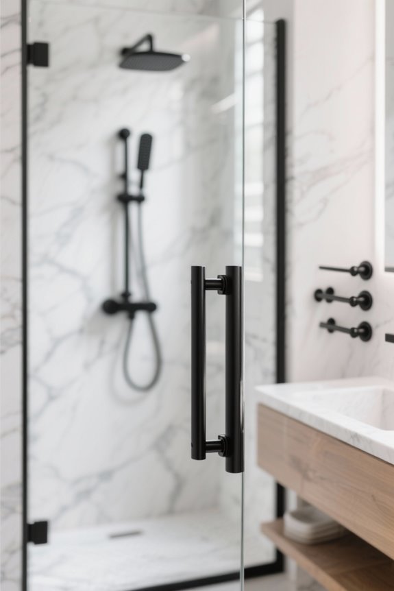 modern black shower hardware