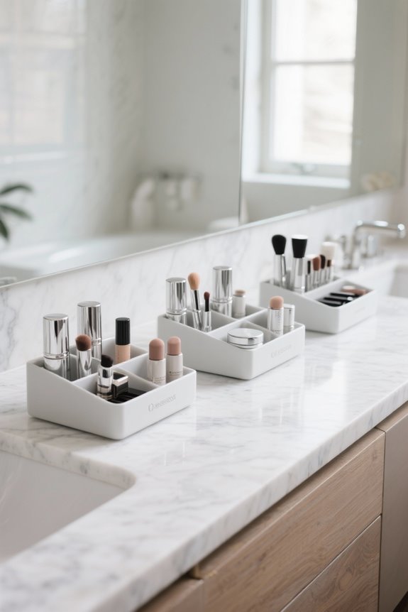 organize bathroom makeup efficiently