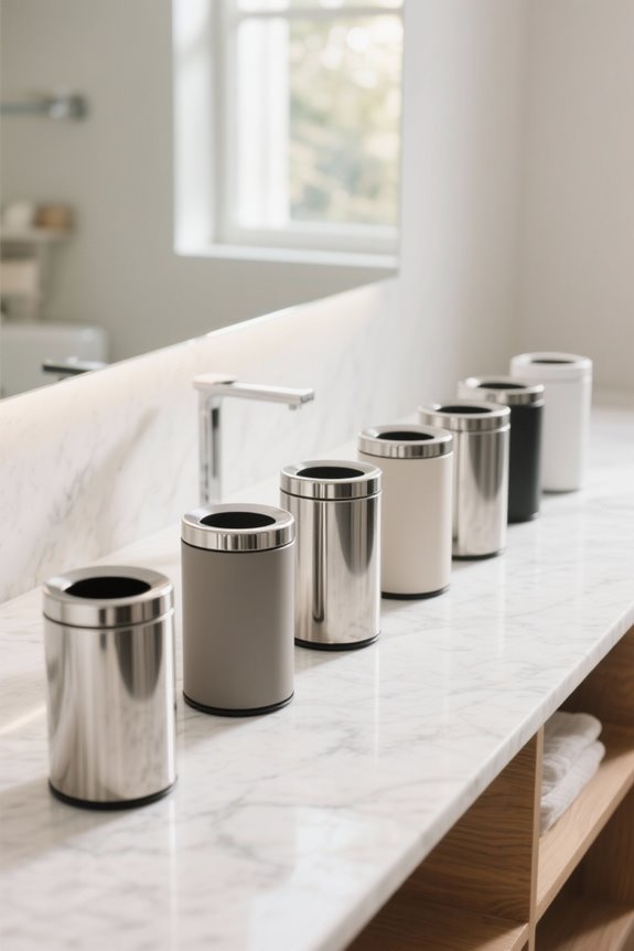 slim bathroom trash cans