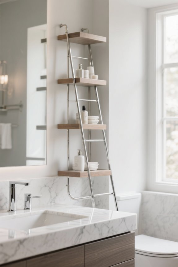 stylish corner ladder shelves