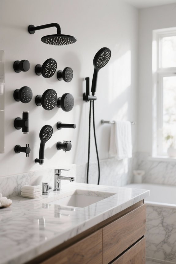 stylish matte black showerheads