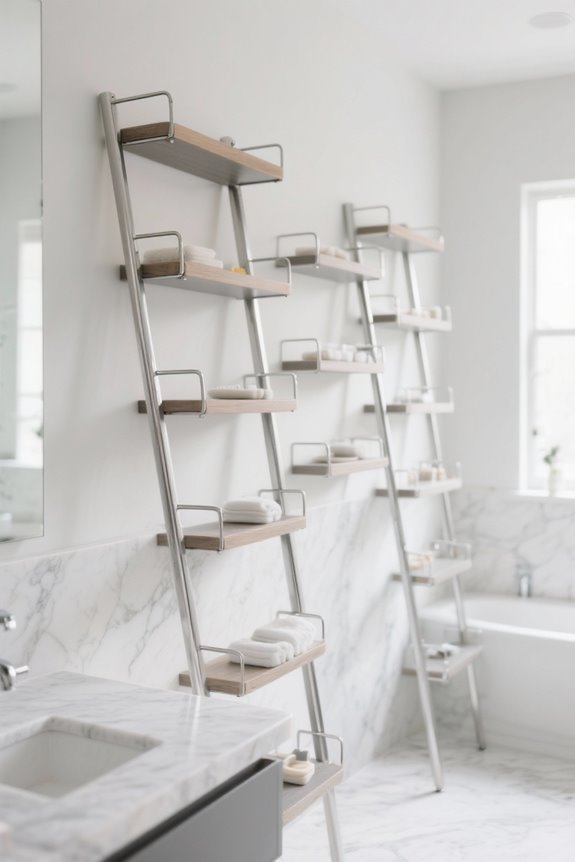 stylish space saving ladder shelves