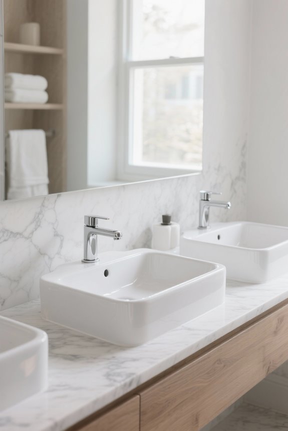 stylish white bathroom sinks